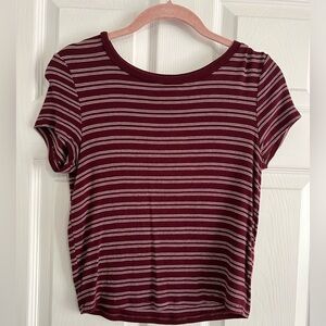 Garage Maroon Striped T-Shirt